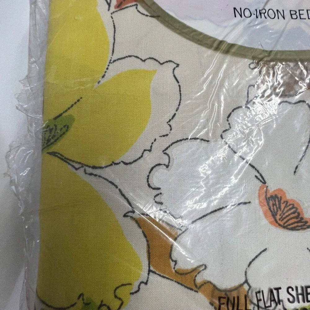 New Cannon Monticello French Garden Full Flat Sheet‎ No-Iron Muslin Floral